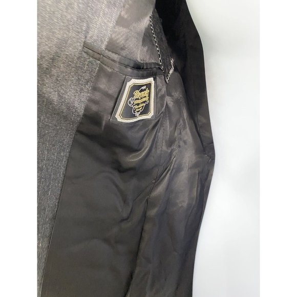 VTG Britches Of Georgetowne Dark Gray Wool Striped Two Button Blazer Jacket 38S - Picture 8 of 12